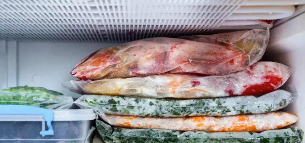 Meals frozen in a freezer