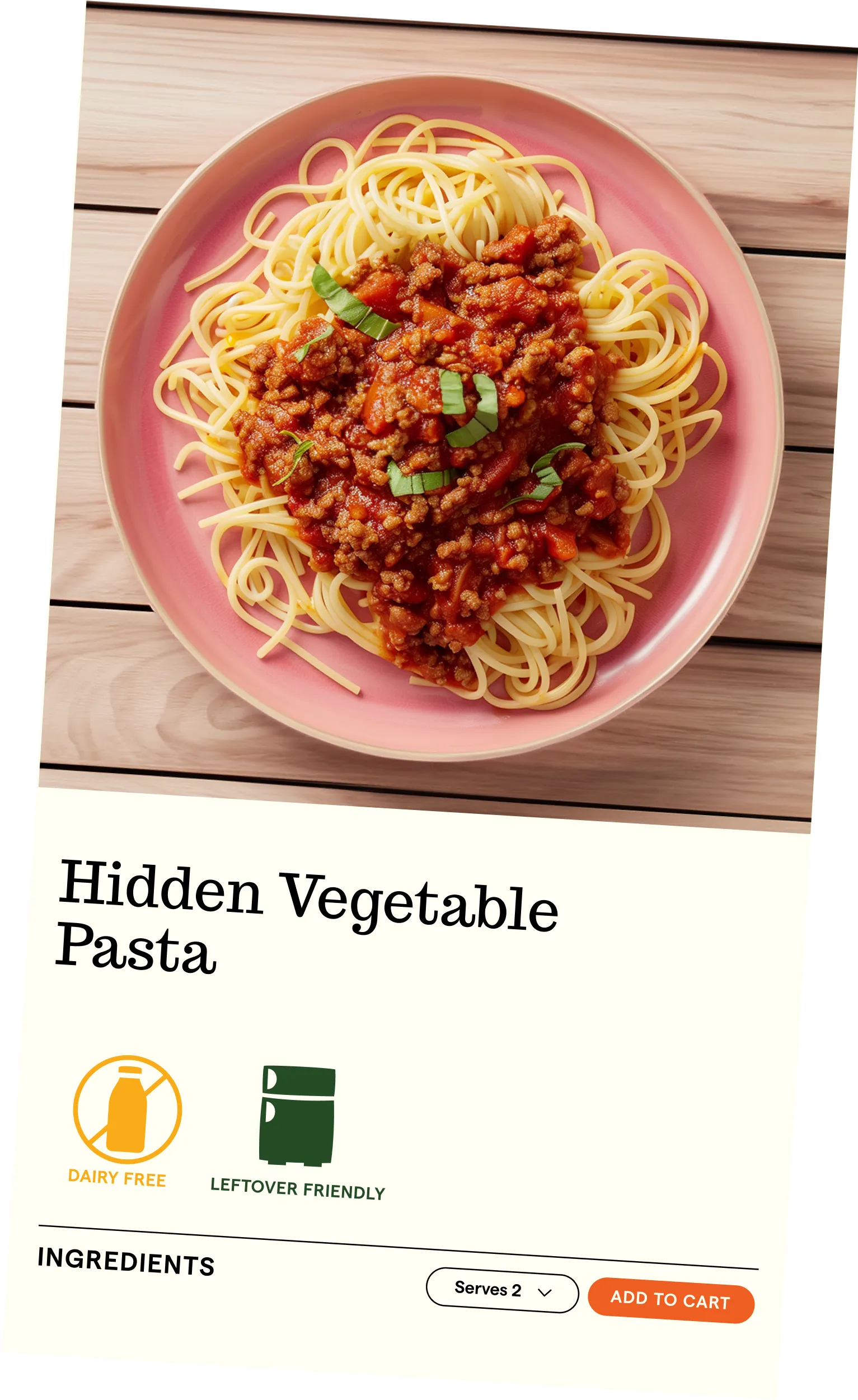 Hidden Vegetable Pasta recipe card