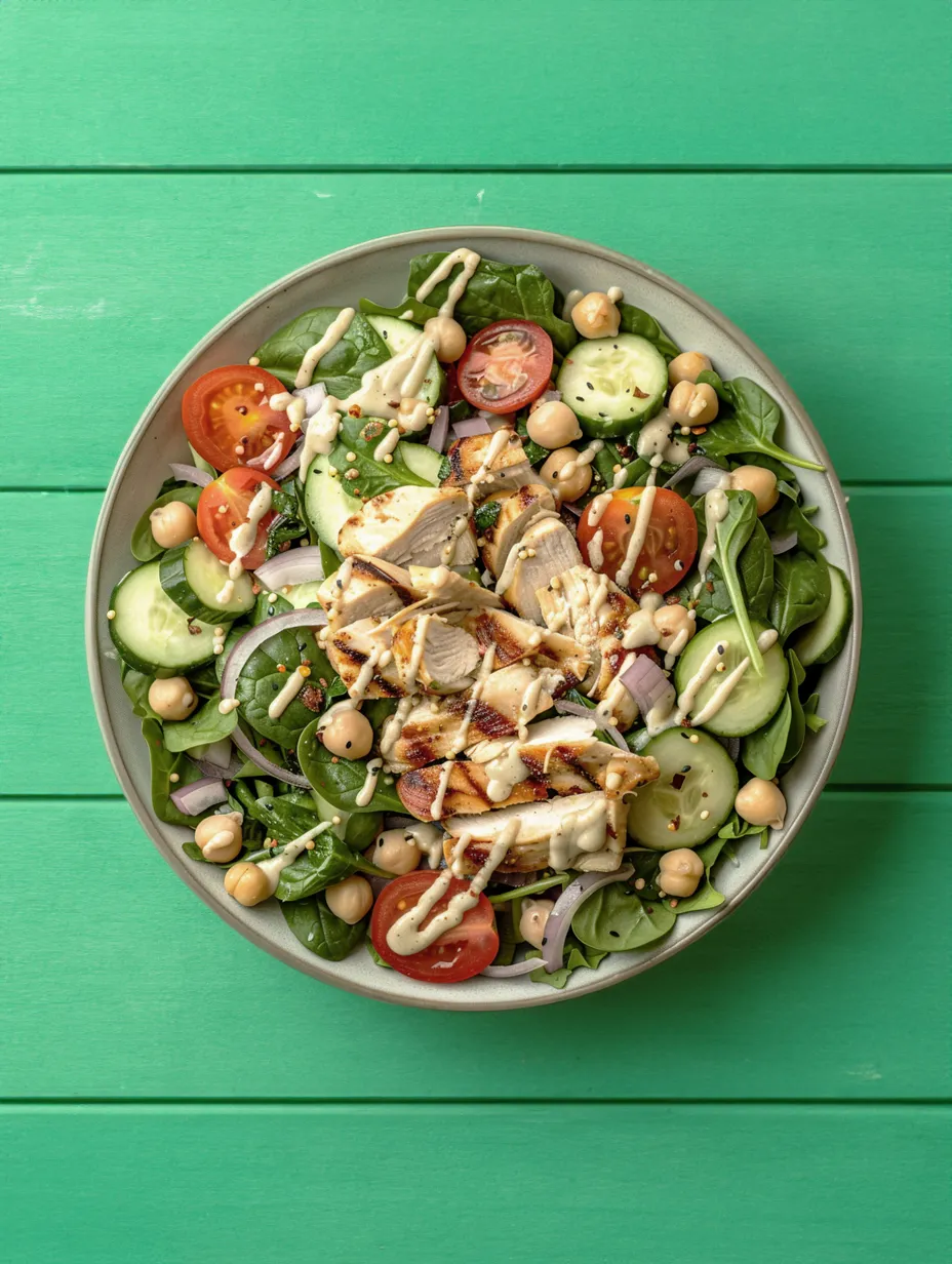 Middle eastern chicken salad in bowl