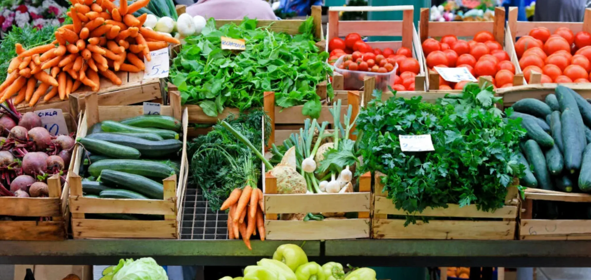 Fresh vegetables in a supermarket
