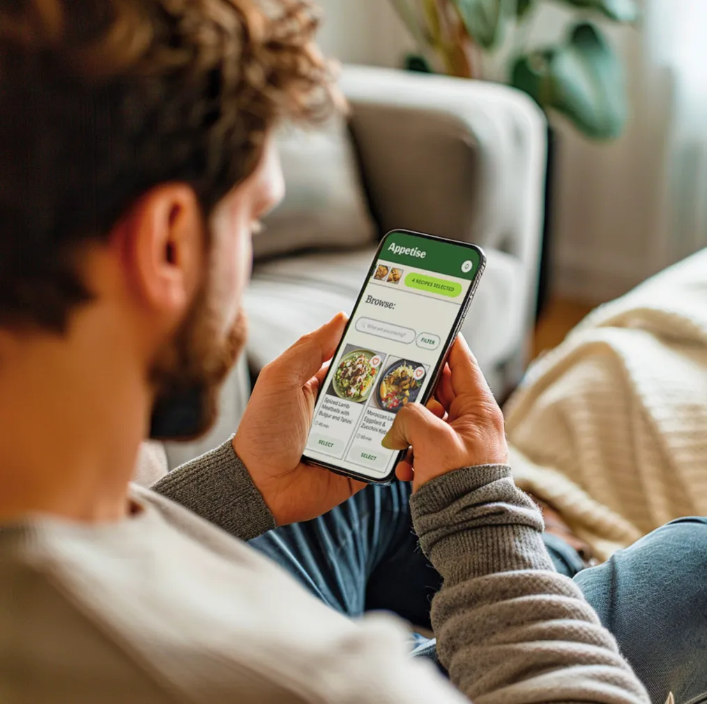 A guy holding a mobile phone while sitting on a couch