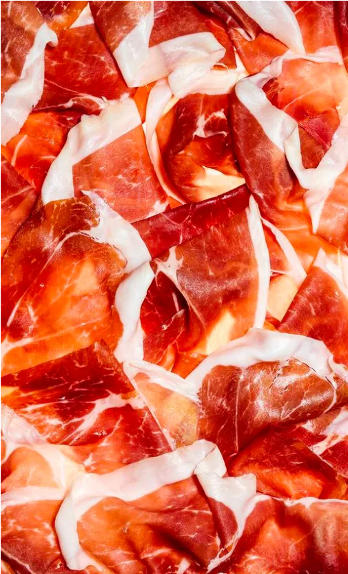 Close up of shaved ham