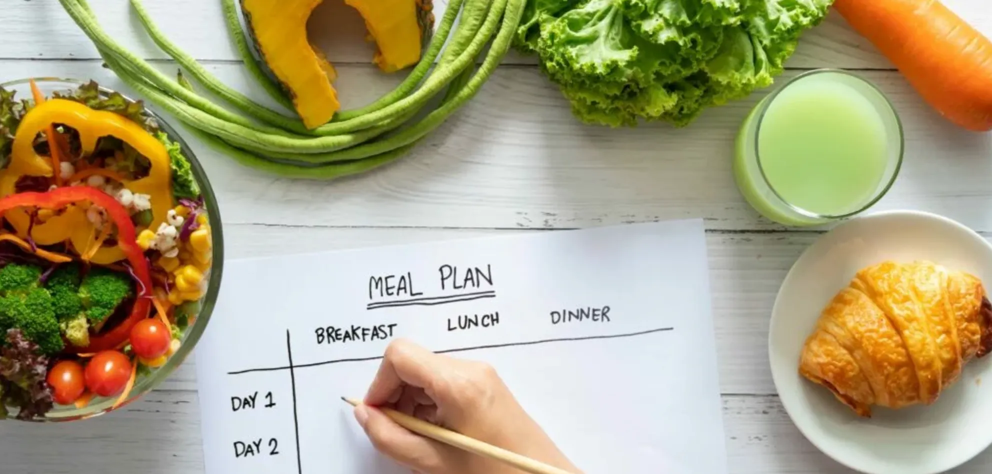Hand planning meals for the week