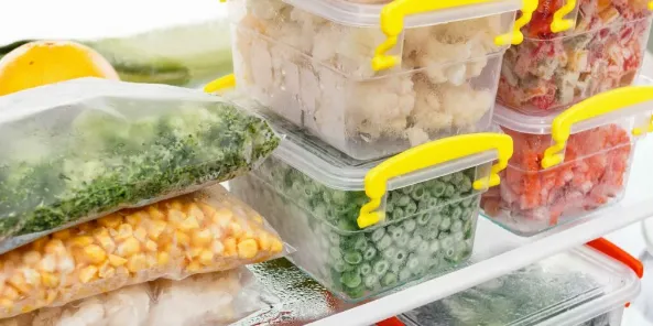 Frozen ingredients in the fridge