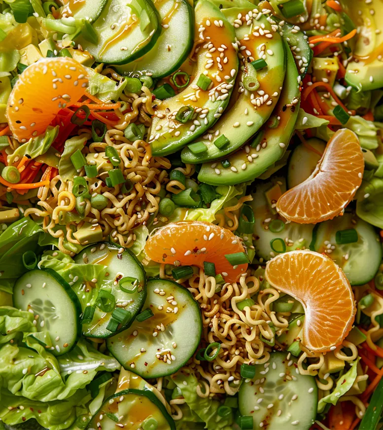 Close up of an Asian Avocado salad