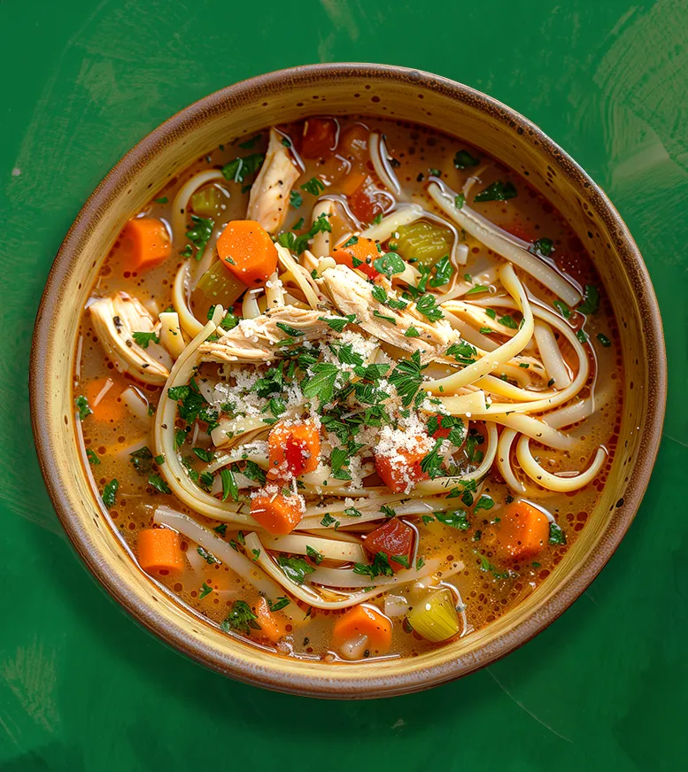 Bowl of chicken noodle soup